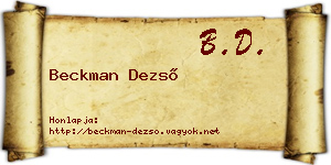 Beckman Dezső névjegykártya